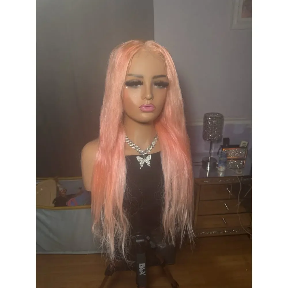 13x6 Lace Front Human Hair Wig Pink